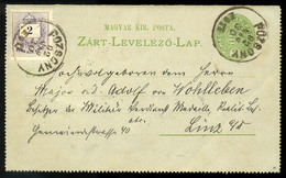 96723 POZSONY 1892. Kiegészített , Zárt Díjjegyes Levlap Linzbe Küldve  /  POZSONY 1892 Uprated Sealed Stationery P.card - Oblitérés