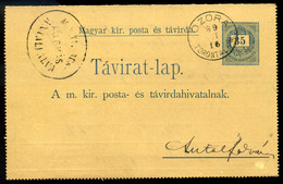 96718 OZORA / UZDIN / ÚJOZORA 1889. 20Kr+2 * 2Kr-ral Kiegészített 35kr Os Díjjegyes Távirat Lap Antalvára Küldve. Szép!  - Oblitérés