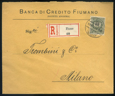 97154 FIUME 1893. Ajánlott 30kr-os Levél Milánóba Küldve, Céges Levélzáróval.Szép!  /  FIUME 1893 Reg. 30Kr Letter To Mi - Oblitérés