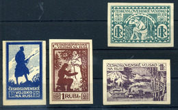 96147 CSEHSZLOVÁKIA Légió 4 Db Bélyeg, Vizsgáló Jellel - Unused Stamps