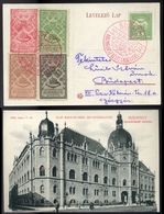 97302 BUDAPEST 1909. Országos Bélyegkiállítás Képeslap, Levélzárókkal,piros Alkalmi Bélyegzéssel  /  BUDAPEST 1909 Nat. - Used Stamps