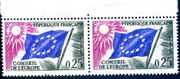 YT TS28 Conseil De L'Europe 0,25 Paire * (restes De Colle) - Unused Stamps