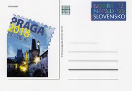 Slovakia - 2018 - PRAGA 2018 World Stamp Expo - Postcard With Printed Stamp And Hologram - Cartes Postales