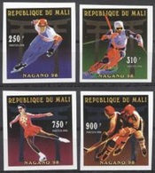 Mali 1996, Winter Olympic Games In Nagano, Skating, Sking, Hockey On Ice, 4val In BF IMPERFORATED - Inverno1998: Nagano