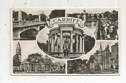 Cp , Pays De Galles , CARDIFF , Multi Vues ,voyagée 1953 - Glamorgan