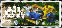 BX0876 Brazil 2014 Football Club Centennial Flag 3V MNH - Neufs