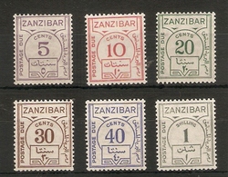 ZANZIBAR 1936 POSTAGE DUE SET (ORDINARY PAPER) SG D25/D30 VERY LIGHTLY MOUNTED MINT Cat £60 - Zanzibar (...-1963)