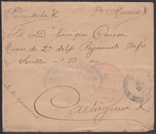 1898-H-70 CUBA ESPAÑA SPAIN. 1895. SPANISH AMERICAN WAR. FRANQUICIA GOB MILITAR DE SANTIAGO. REG INFANTERIA. RECEPCION E - Briefe U. Dokumente