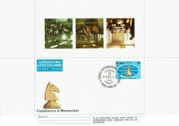 1984-CE-20 CUBA 1982 (LG1450) UNFOLDED AEROGRAMME CHESS AJEDREZ SPECIAL CANCEL 1984. INAUGURACION TORNEO RADIO REBELDE. - Briefe U. Dokumente