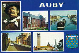 59) AUBY : Carte Multi-vues - Mineur - Péniche - église, ... - Auby