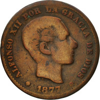 Monnaie, Espagne, Alfonso XII, 5 Centimos, 1877, Madrid, TB, Bronze, KM:674 - First Minting