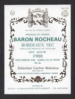 Etiquette De Vin Bordeaux  1988 -  Sélection Vin Cacher Bokobsa  -  Baron Rocheau  -  Thème Religion - Religiones