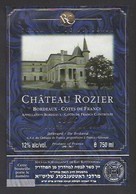 Etiquette De Vin Bordeaux Côtes De Francs  1996 - Vin Cacher - Rav Rottemberg - Chateau Rozier - Thème Religion - Religie