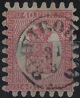 Finlande Coat Of Arms (FACIT) N°9v1C2 Dull Red Sur Papier Rose Pale Roulette II Obl Petit Dateur Wiborg - Usados