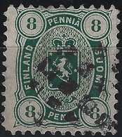 Finlande Coat Of Arms (FACIT) N°14Scz Dark Green Thick Paper Obl Killer Points Carré - Gebraucht