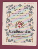 240818 - PUBLICITE ALBAN NIBAUT & FILS GRANDS VINS BLANCS GIRONDE ST PIERRE D'AURILLAC Prix Vigne CHATEAU D'AUROS - Löwen