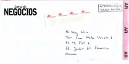 Macau 2000 Lisbon Meter Franking Postage Paid Unfranked Registered AR Cover - Lettres & Documents