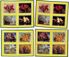 BHOUTAN Fleurs, Fleur, Flowers, Flores, Peinture, Painting. Yvert BF 32/35** MNH. - Autres & Non Classés