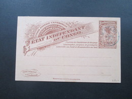 Belgisch - Kongo Ganzsache Doppelkarte Mit Blauem Stempel! Matadi 1898 Aber Ungelaufen / Blankokarten - Lettres & Documents