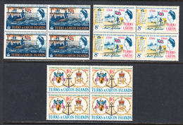 Turks & Caicos Islands 1966-67 Mint No Hinge, Blocks, Sc# / SG 268-270, Mi 194-196 - Turks & Caicos (I. Turques Et Caïques)