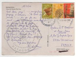 3 Beaux Timbres Sur Carte , Cp , Postcard Du 19 FEB 2002 De Patagonie , Pli Angle Inférieur Gauche . - Briefe U. Dokumente