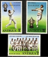 ANTIGUA Cricket, Serie Complete 3 Valeurs ** MNH. Neuf Sans Charniere. World Cricket Cup - Cricket