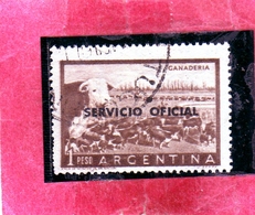 ARGENTINA 1959 LIVESTOCK GANADERIA BESTIAME OVERPRINTED SERVICE SERVIZIO SERVICIO OFICIAL PESO 1p USATO USED OBLITERE' - Service