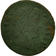 Monnaie, France, Louis XIV, Denier Tournois, Paris, B+, Cuivre, Gadoury:70 - 1643-1715 Luis XIV El Rey Sol