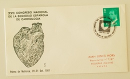 ESPAGNE Cardiologie, Coeur. Flamme Illustrée, CONGRESO NACIONAL DE LA SOCIEDAD ESPANOLA DE CARDIOLOGIA. Palma Oct 1981 - Andere & Zonder Classificatie