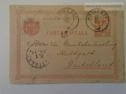 D161082  Romania Postal Stationery  -1895  Moinesci Moinesti -Stuttgart - Lettres & Documents