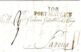 1813- Lettre De PORT-MAURICE   49 Mm Noir  Taxe 3 D. Pour Savona - 1792-1815: Conquered Departments