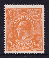 Australia 1923 King George V 1/2d Orange Single Crown Variety 66(8)e MNH - Neufs