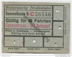 Fahrschein - Woltersdorf - Woltersdorfer Strassenbahn - Sammelkarte - Fahrkarte - Gültig Für 5 Fahrten - Fasanenstrasse - Europa