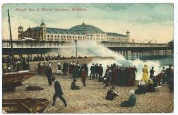 CPA TRES ANIMEE BRIGHTON, GROSSE ANIMATION, MER AGITEE, ROUGH SEA AND WINTER GARDENS, SUSSEX, ANGLETERRE - Brighton