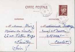 Entier CP 1.2 Pétain Oblitéré Daguin Trace 2 De La Toucheuse CAD St Maur Port Créteil Seine 28 11 42 - Cartes Postales Types Et TSC (avant 1995)