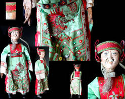 Ancienne Marionnette De Chine : Le Vieux Lettré /Old Chinese Puppet Featuring The Old Wise Schola - Marionette