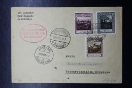 Liechtenstein: Graf Zeppelin  Sieger 123 , Vaduz -> Friedrichshafen  Mi 103 + 104 + 105 - Storia Postale