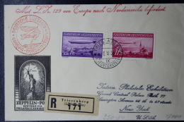 Liechtenstein: Graf Zeppelin  Sieger 317   Mi 149 + 150  1936  Triesenberg -> New York Einschreiben - Storia Postale