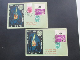 Israel 2 Sonderbelege 8th Israel Jamboree. Pfadfinder. SST / Marken Vom Bogenrand. Lagerfeuer / Zelt / Boy Scouts 1961 - Covers & Documents