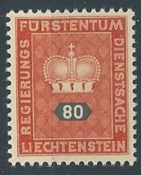 1950 LIECHTENSTEIN FRANCOBOLLI DI SERVIZIO 80 R MNH ** - LT030 - Servizio