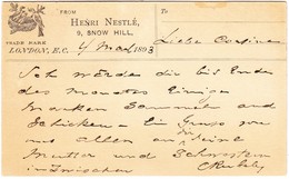 1893 Half Penny Ganzsachenkarte; Rückseitig Trademark: Henry Nestle Von London Nach Basel - Autres & Non Classés