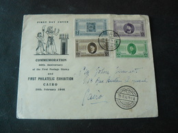 1946 FIRST DAY COVER : COMMEMORATION 80 Th. ANNIVERSARY OF THE FIRST POSTAGE STAMP/ F.D.C RARA  D ' EGITTO - Covers & Documents