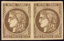 * "R" Relié Au Cadre. No 47e, En Paire (pos. 2-3) Avec Normal, Très Frais. - TB - 1870 Ausgabe Bordeaux