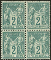 * No 74, Bloc De Quatre (un Ex Pli D'angle), Très Frais. - TB - 1876-1878 Sage (Type I)