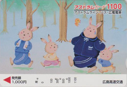 Carte Japon - ANIMAL - Famille LAPIN 1100 - Peinture Naïve  - RABBIT Japan Prepaid Card - KANINCHEN  - FR 283 - Rabbits