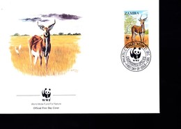 1 Timbre  Zambia  Zambie   K 10    Non Circulée   Sur Enveloppe   Année 1987  Antilope    WWF - Storia Postale