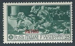 1930 EGEO PATMO FERRUCCI 25 CENT MH * - RR13578 - Egeo (Patmo)