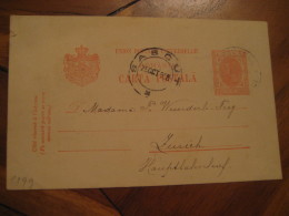 SASCUT 1908 To Zurich Switzerland Postal Stationery Card ROMANIA - Storia Postale