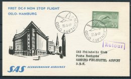 1969 Norway / Germany SAS First Flight Postcard. Oslo - Hamburg - Briefe U. Dokumente
