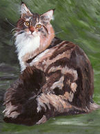 PEINTURE ACRYLIQUE SIGNEE MAEXI  CHAT DE SIBERIE - Acrylic Resins